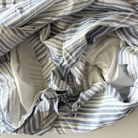 BB Dakota Womens Size 10 Romper Colleen One Shoulder Striped Blue White Ruffles - Picture 7 of 10